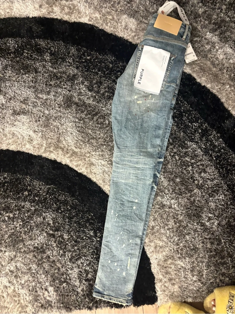 Purple Paint-Splatter Skinny Jeans for Men - Light Blue